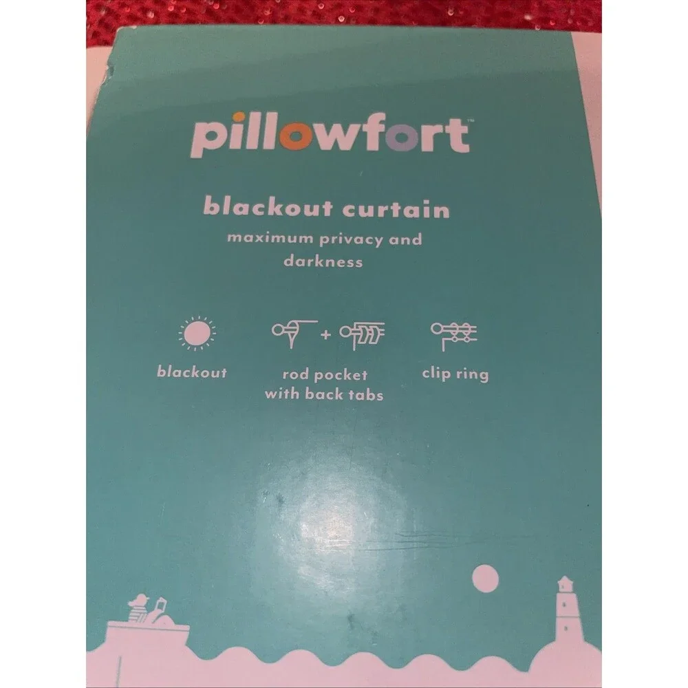 Pillowfort Navy Blue Black 99.9% Blackout Curtain 1 Panel 42in W x 84in L NEW